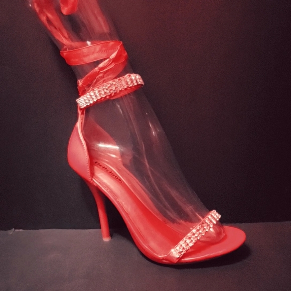 5inch Red heels with rhinestones & ribbon - Picture 10 of 15